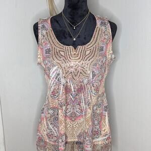 Tan and pink paisley